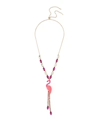 Betsey Johnson Faux Stone Backyard Flamingo Adjustable Y-Necklace