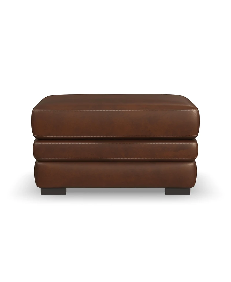 Flexsteel David 36" Pecan Leather Ottoman