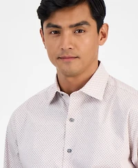 Alfani Men's Regular-Fit 4-Way Stretch Micro-Dot Dress Shirt, Created for Macy's