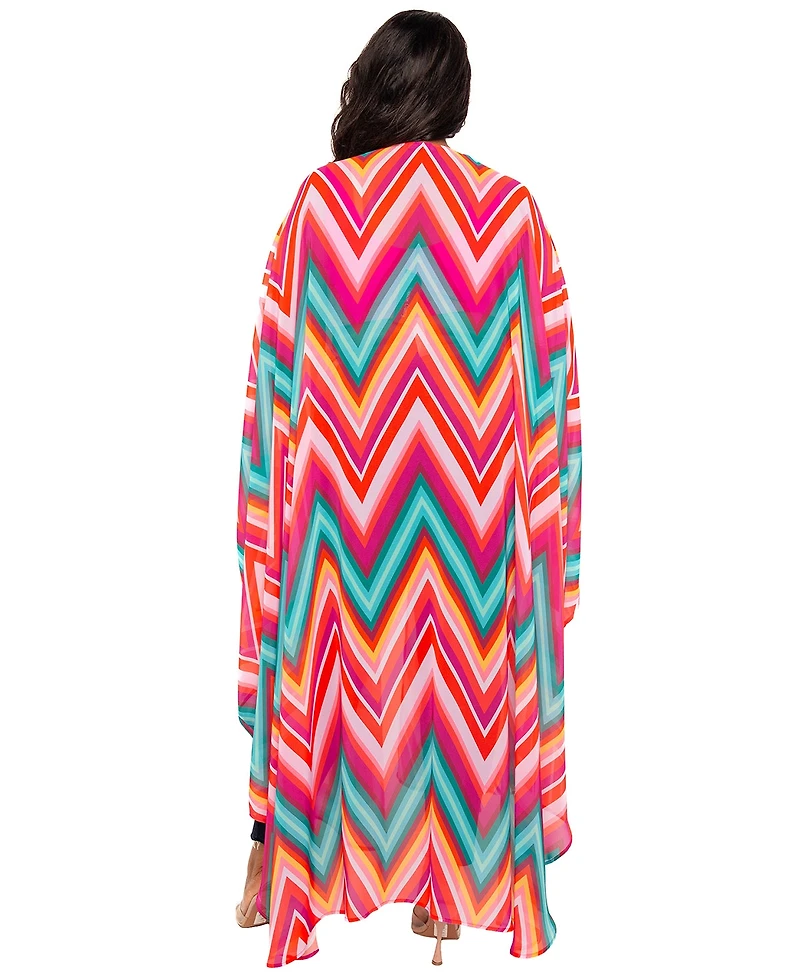 Buxom Couture Women's Plus Size Chevron Robe with Wrist Band