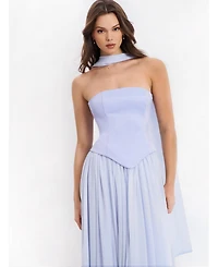 Miss Circle Women's Qianna Baby Blue Peplum Top Drop Waist Chiffon Gown