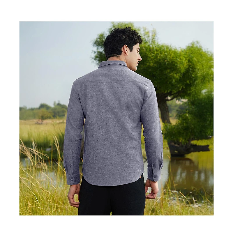 Campus Sutra Men's Aegean Blue Grainy Shirt