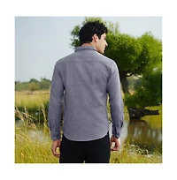 Campus Sutra Men's Aegean Blue Grainy Shirt