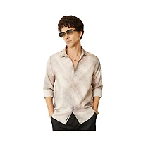 Campus Sutra Men's Saltbox Beige Faded Strokes Shirt