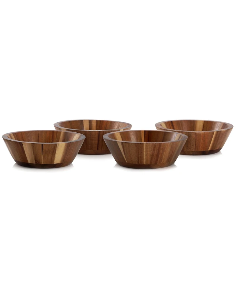 MegaChef 4 Piece 6.75 Inch Acacia Wood Salad Bowl Set