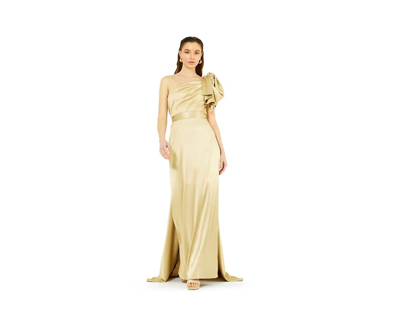 Amri Women's One Shoulder Draped Sleeve Gown