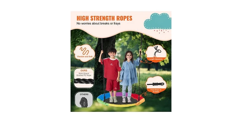 Slickblue Toddler Oxford Fabric Tree Saucer Swing Outdoor Hanging Swing for Backyard and Garden