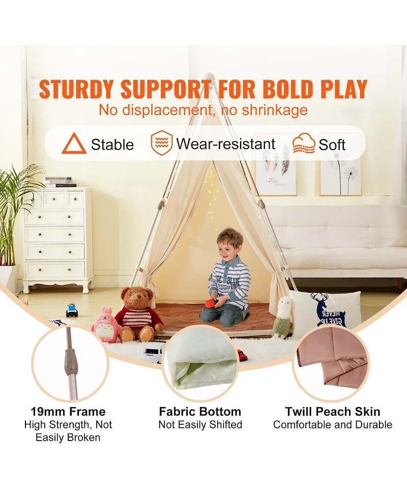 Kids Teepee Play Tent for Ages 1-5 with Windows Mat and Carry Bag Indoor Outdoor