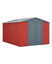 Mondawe 8"x12" Outdoor Storage Shed, Huge Metal Shed with 2 Double Hinged Doors
