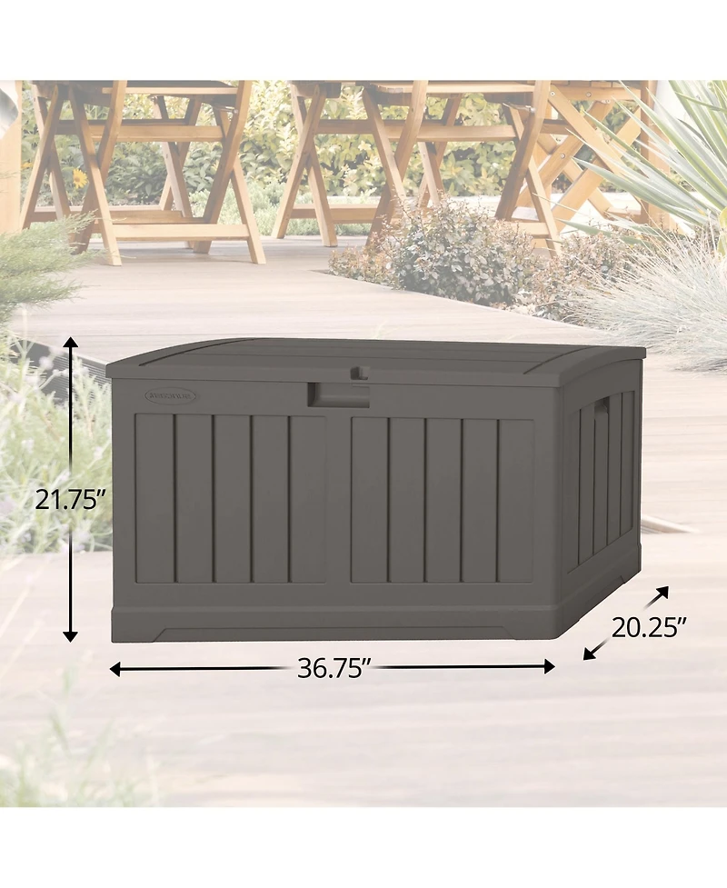 Suncast 50 Gallon Plastic Deck Box with Molded Lockable Feature for Home, Gray