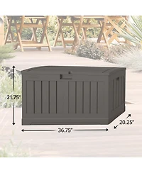 Suncast 50 Gallon Plastic Deck Box with Molded Lockable Feature for Home, Gray