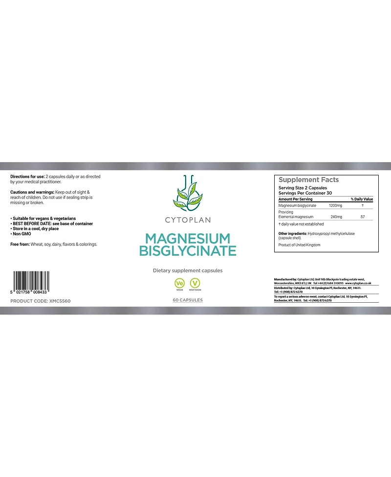Cytoplan Magnesium Bisglycinate 60 (caps) Usa