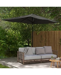 Flynama Outsunny 6.5' x 10' Rectangular Market Umbrella, Patio Outdoor Table Umbrella with Crank and Push Button Tilt