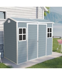 Mondawe 4x8ft Resin Outdoor Storage Shed with Two-Window and Double-Door