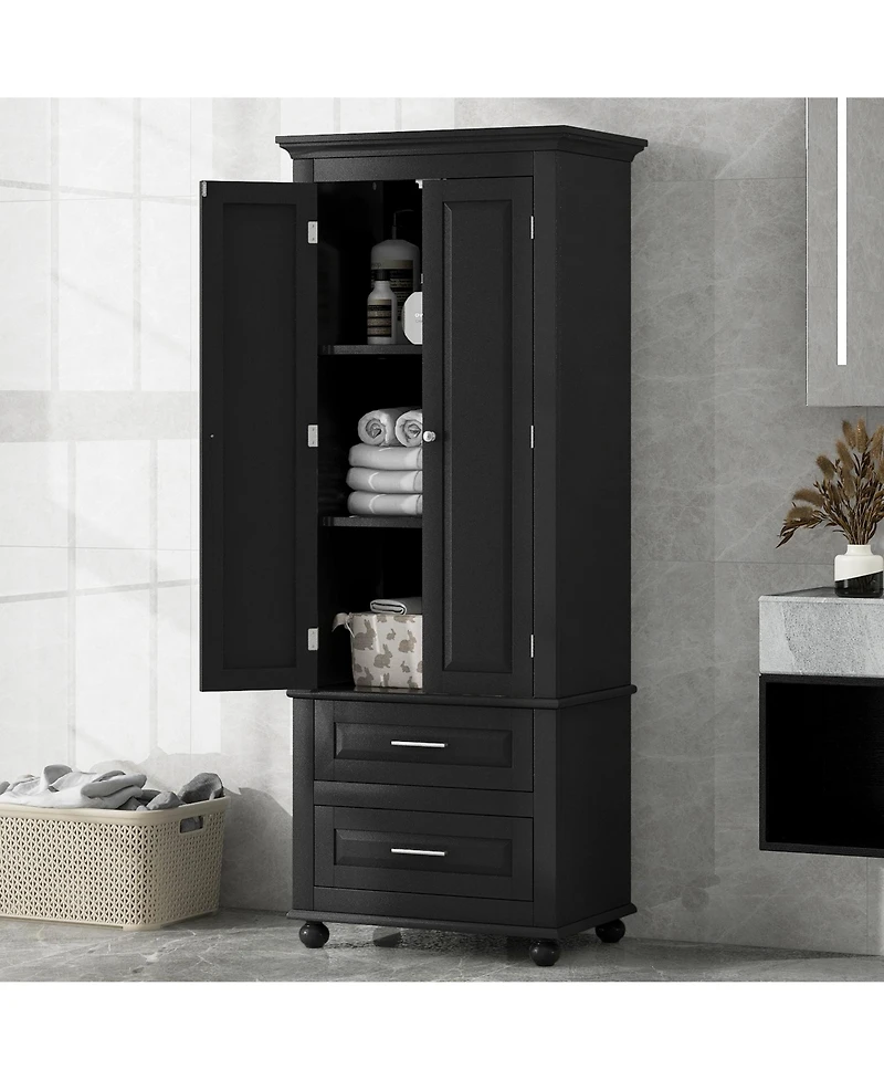 Casainc 62.5"H Tall Storage Cabinet with 2 Drawers for Bathroom or Office Use
