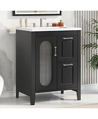Casainc 24" Bathroom Vanity with Sink, 2 Drawers and Door, Adjustable Shelf