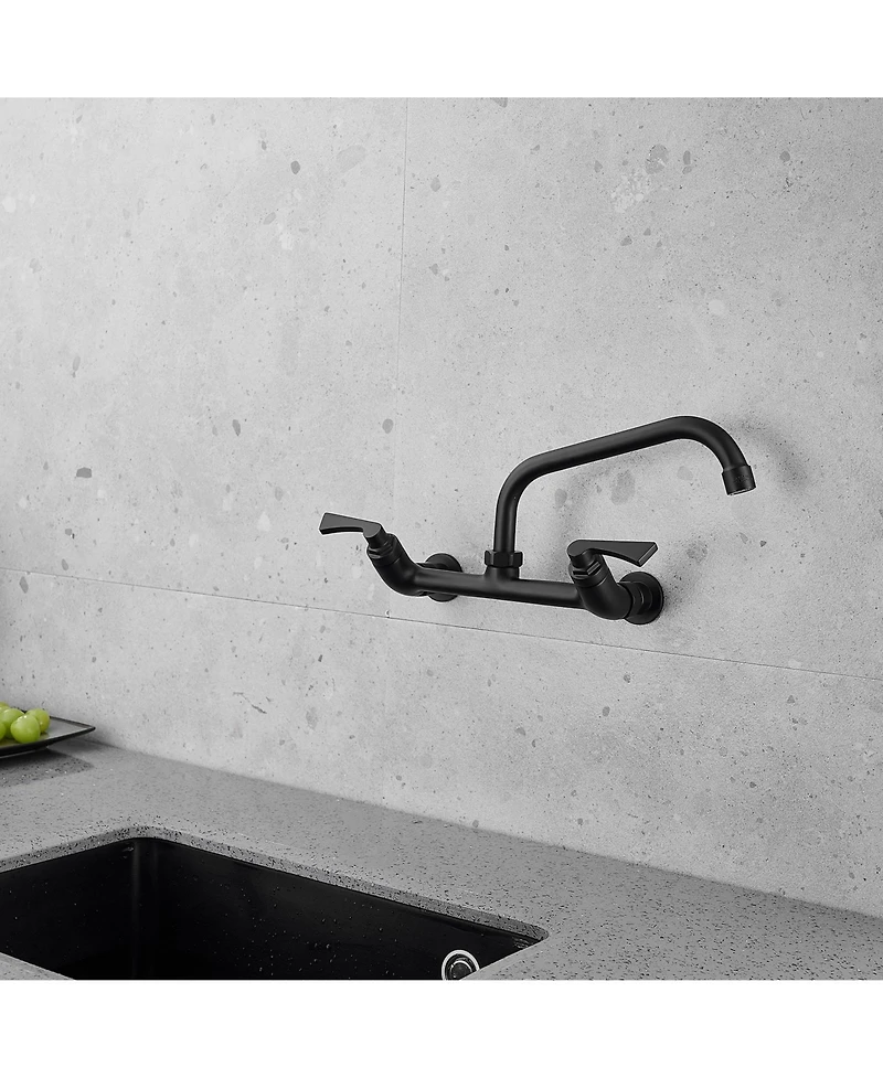 Greenspring 2-Handle Commercial Sink Faucet with 8" Swivel Spout Center Wall Mount Kitchen Polished Chrome