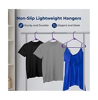 SereneLife 20 Pcs. Plastic Hangers - Non-Slip, Sturdy, and Heavy Duty Coat Set with 360° Swivel Hook for Clothes (Purple)