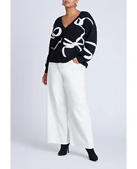 Eloquii Women's Bow Print Cardigan