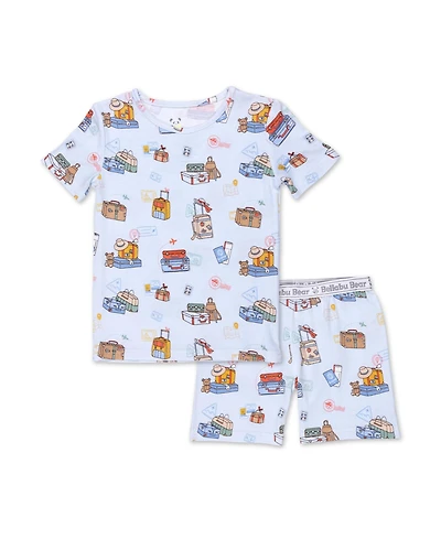 Bellabu Bear Kids Unisex Teddy Picnic 2-Piece Short Sleeve & Shorts Pajama Set