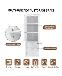 Casainc 70"H Tall Storage Cabinet with 3 Drawers for Bathroom or Office Use
