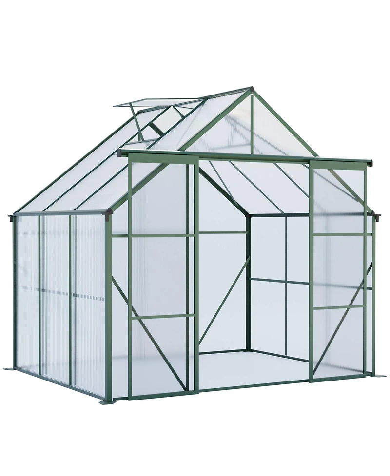 Mondawe 8x6FT Double Door Polycarbonate Greenhouse with Base Anchoring