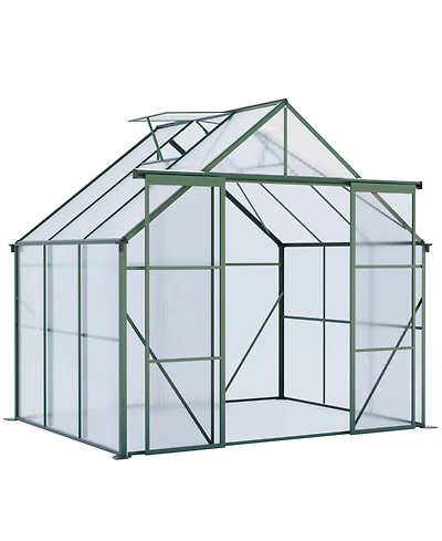 Mondawe 8x6FT Double Door Polycarbonate Greenhouse with Base Anchoring