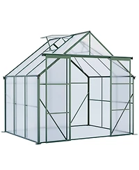 Mondawe 8x6FT Double Door Polycarbonate Greenhouse with Base Anchoring
