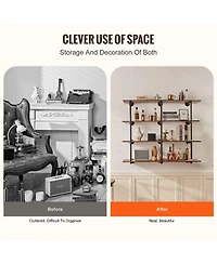 Slickblue 4 Tier Industrial Pipe Wall-Mount Shelf Frame 3PCS Without Planks for Custom Storage
