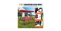 Slickblue 3-Seat Patio Swing Chair with Adjustable Canopy Removable Cushion and Steel Frame