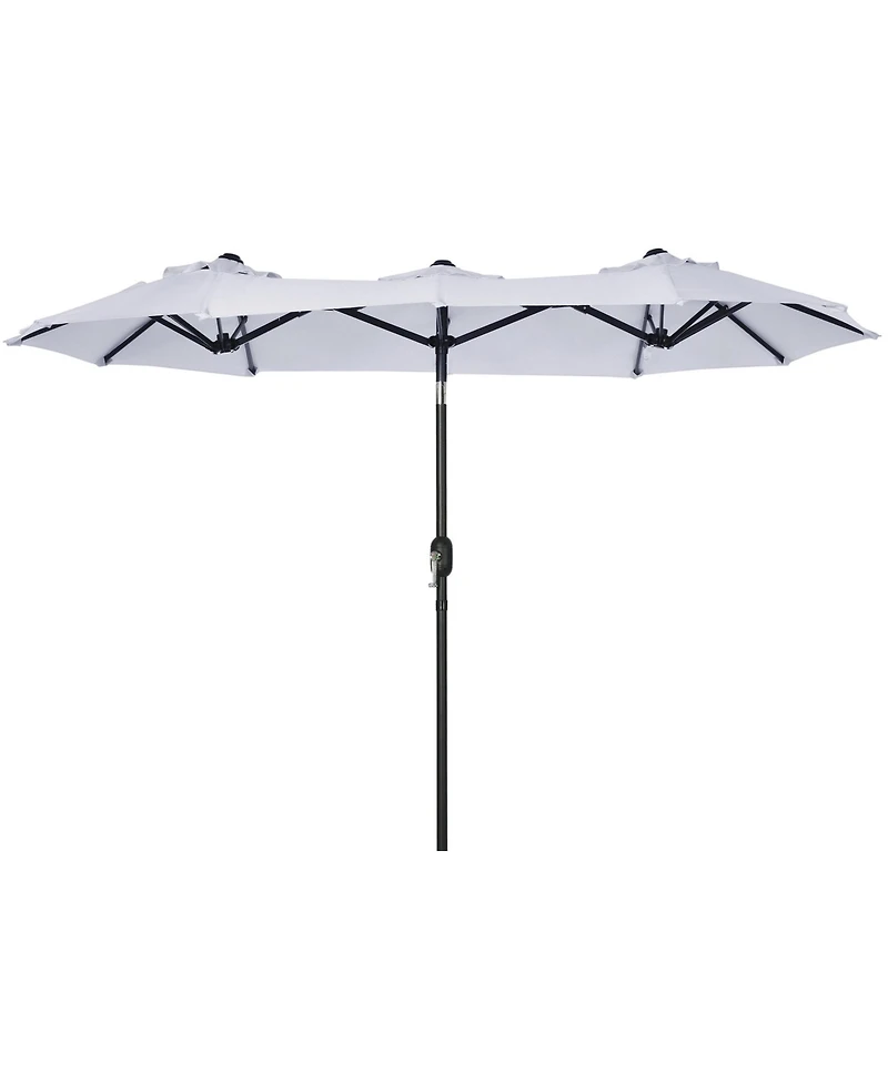 Double-sided Patio Umbrella 9.5' Large Outdoor Market Umbrella with Push Button Tilt and Crank, 3 Air Vents and 12 Ribs
