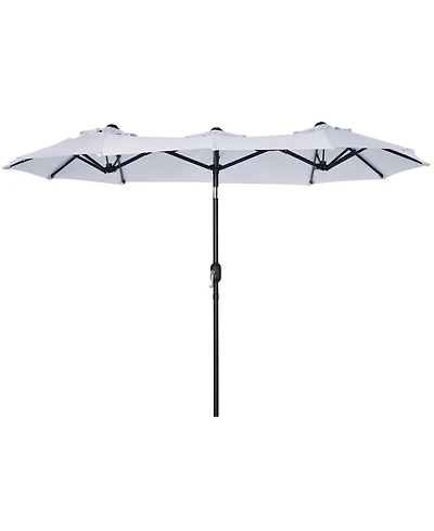 Double-sided Patio Umbrella 9.5' Large Outdoor Market Umbrella with Push Button Tilt and Crank, 3 Air Vents and 12 Ribs