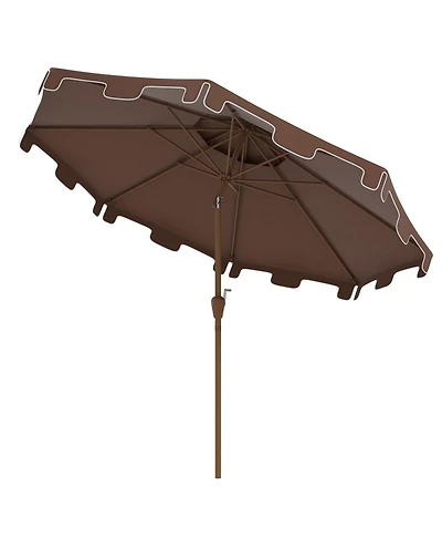 9' Patio Umbrella with Push Button Tilt and Crank, Double Top Ruffled Outdoor Market Table Umbrella with 8 Ribs