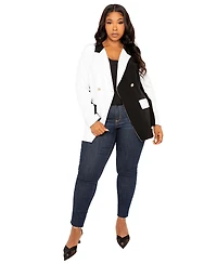 Buxom Couture Plus Contrast Double Breasted Blazer