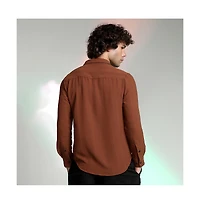 Campus Sutra Men's Sienna Brown Woven-Lined Shirt
