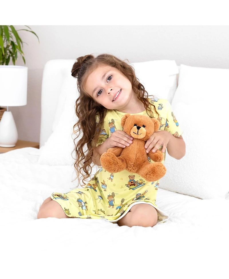Bellabu Bear Girls' Teddy Picnic Short Sleeve Dress