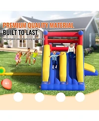 Slickblue Kids Inflatable Bounce House Outdoor Jumping Bouncer with Slide and Storage Bag