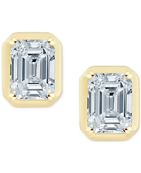 Diamond Emerald-Cut Bezel Stud Earrings (1/2 ct. t.w.) in 14k Gold