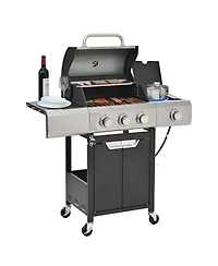 Mondawe 3 Burner 40,500 Btu Stainless Steel Outdoor Barbecue Gas Grillwith Side Burner and Cover