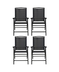 Four Seasons Courtyard Sunny Isles Outdoor Folding Lounge Chairs, 4 Pack, Black