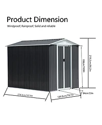 Mondawe 6FTx9FT Metal Steel Waterproof Outdoor Bike Storage Garden Shed with Apex Roof