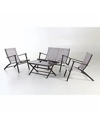 Four Seasons Courtyard Novara 4 Piece Steel Folding Outdoor Conversation Set
