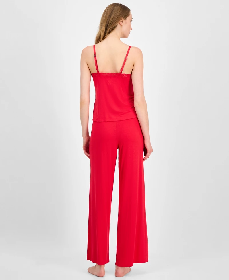 I.n.c. International Concepts Women's Lace-Trim Knit Tank & Pajama Pants Set