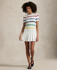 Polo Ralph Lauren Women's Us Open Striped Cable Cotton Sweater