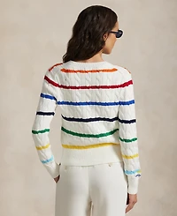 Polo Ralph Lauren Women's Us Open Striped Cable Cotton Cardigan