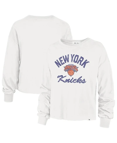 '47 Brand Women's Cream New York Knicks Parkway Wrapped Up Long Sleeve T-Shirt