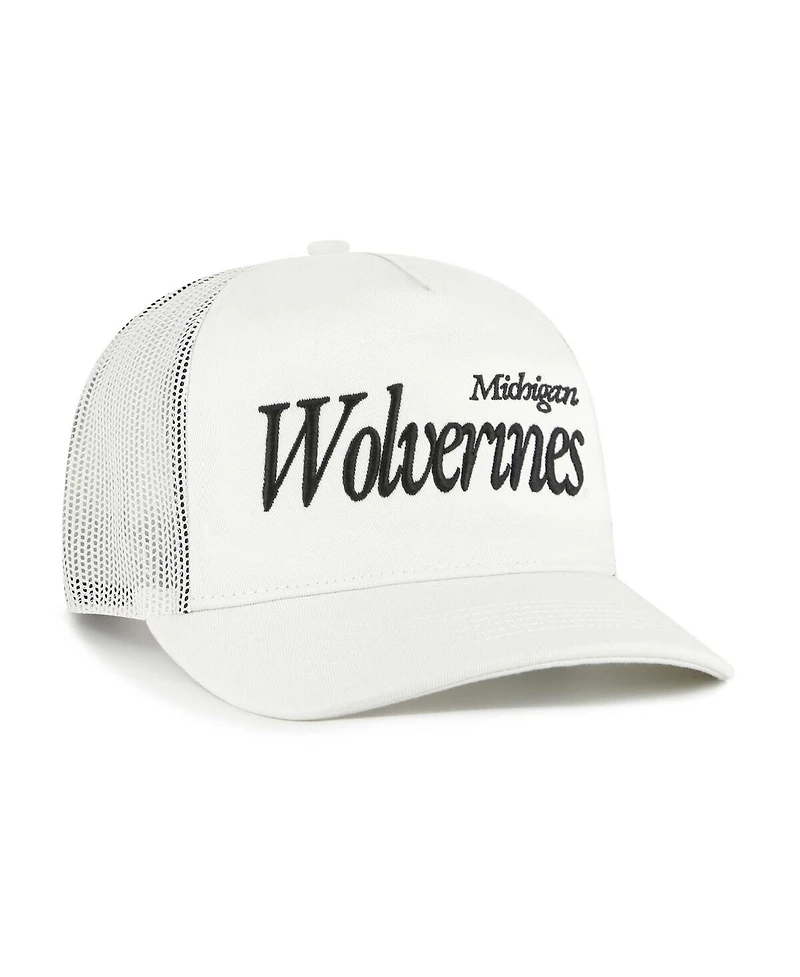 '47 Brand Men's and Women's Cream Michigan Wolverines Foundation Script Adjustable Trucker Hat