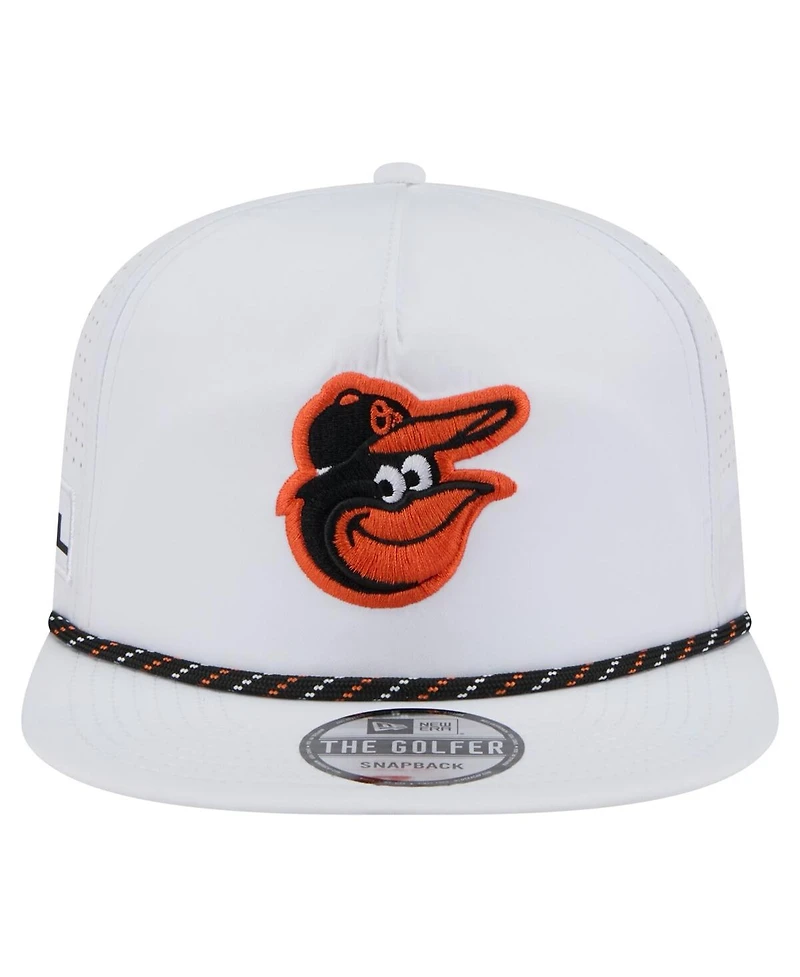 New Era Men's White Baltimore Orioles Perforated Golfer Snapback Hat