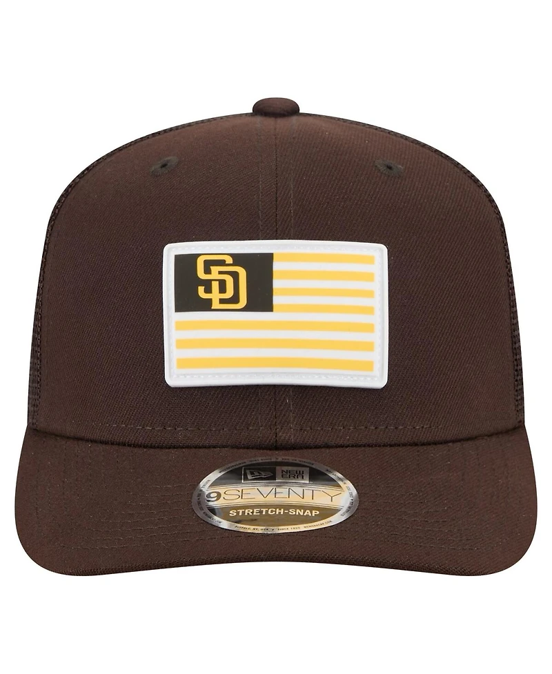 New Era Men's Brown San Diego Padres Flag 9SEVENTY Stretch-Snap Hat