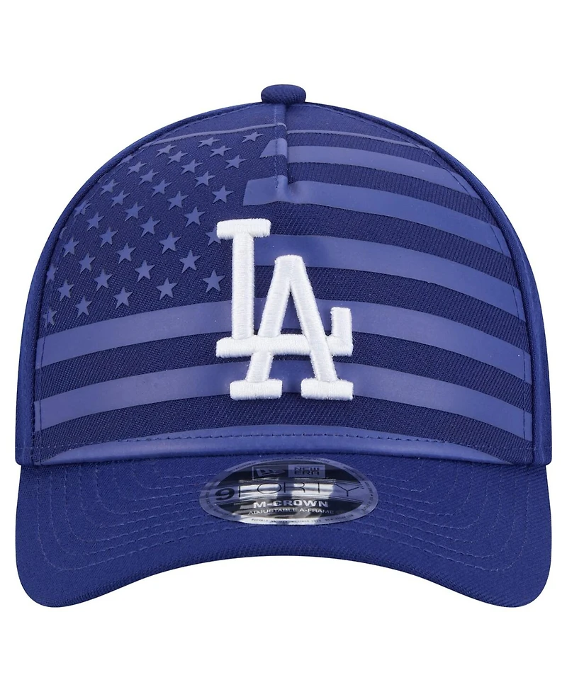 New Era Men's Royal Los Angeles Dodgers American Flag 9FORTY M-Crown A-Frame Adjustable Hat